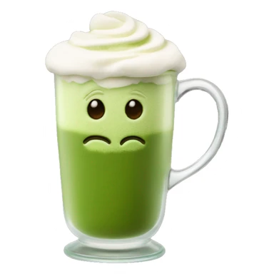 Matcha latte foam art in glass mug sticker