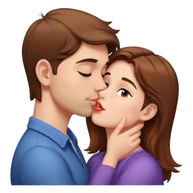 Brown hair girl Kissing guy sticker