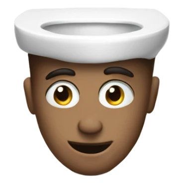 Create an emoji with a mans head with a long neck appearing out of a toilet sticker
