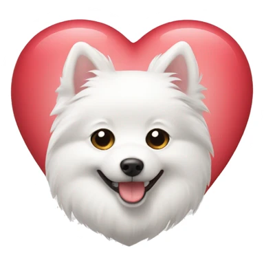 japanese spitz dog with heart sticker