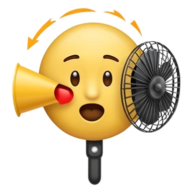 Create a shit emoji being thrown from a fan, like "shit in the fan" expression.
Use the actual "shit emoji" and try version with electric fan sticker