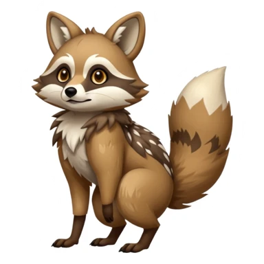 fantasy tanuki-Coyote-marsupial-fursona-hybrid animal creature full body with intricate markings  sticker