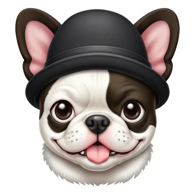 Boston terrier dog wearing a hat sticker
