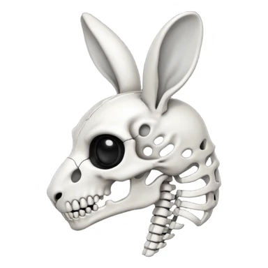 Tête de lapin squelette noire de profil avec des G à la place des yeux  sticker