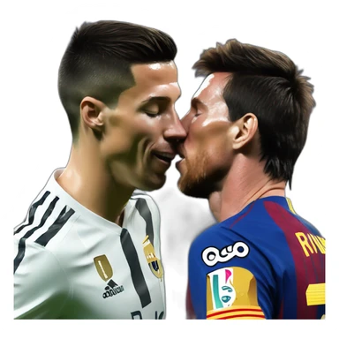 Ronaldo kissing messi sticker