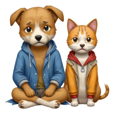 homeless dog cat with torn clothes


 sticker