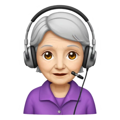 old women with headphones sticker
