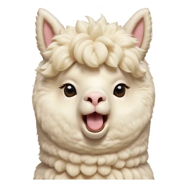 Cinematic Cute Yawning Cream Alpaca Portrait Emoji, Head tilted slightly with a dramatic, wide-open yawn, showcasing a soft, fluffy cream fleece with subtly drooping ears, round gentle eyes barely open in drowsy contentment, Simplified yet irresistibly adorable features, highly detailed, glowing with a soft, cozy glow, high shine, relaxed yet expressive, stylized with a touch of whimsy, bright and endearing, soft glowing outline, capturing the essence of a sleepy yet affectionate alpaca, so drowsy it feels like it could stretch out of the screen and curl up for a nap! sticker