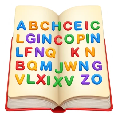 English language learning book with alphabet letters sticker