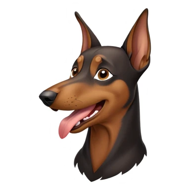cinematic-cute-yawning-doberman-portrait-emoji,-head-tilted-slightly-with-a-dramatic,-wide-open-yawn,-revealing-a-sleek black and brown fur-with-a-subtle-shimmer,-floppy-ears-slightly-drooping,-round-brown-eyes-barely-open-in-drowsy sticker