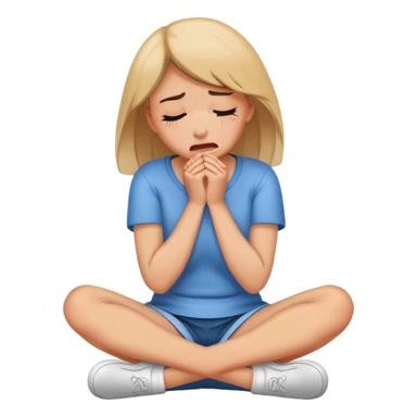 woman sitting on floor hugging her knees while crying sticker