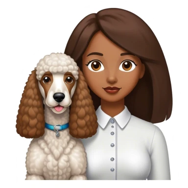 White Standard Poodle and Straight long hair brown skin Women sticker