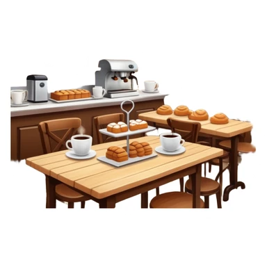 cozy cafe interior with coffee cups and pastries sticker