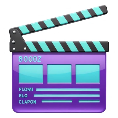 Glitter purple and cian clapperboard sticker
