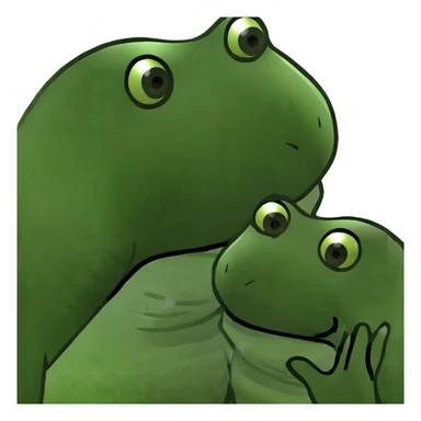 black bald man kissing white woman with short dark hair, bufo frog meme style sticker