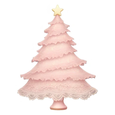vintage rococo light pink christmas tree with lace and frills sticker