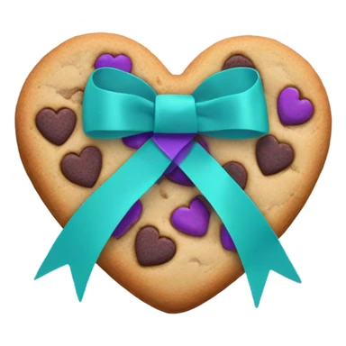 Cookie heart with purple teal awareness ribbon loop sticker