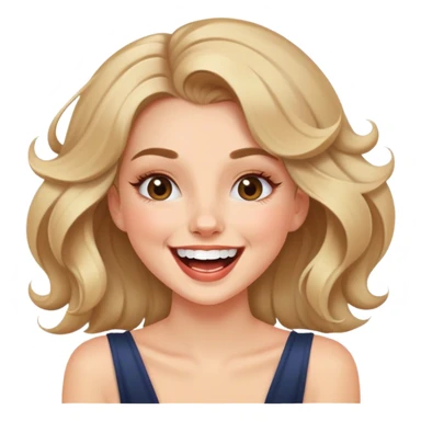 Girl with soft glam makeup and blowout laughing sticker