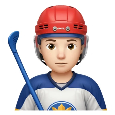 ice hockey player portrait, head and shoulders only, wearing hockey helmet with visor, team jersey collar, holding hockey stick near shoulder, focused competitive expression, 3D cartoon style, mobile game icon style, clean background, no text, no watermark

 sticker