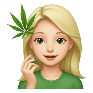 Girl happy smelling marijuana  sticker
