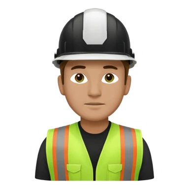 Hombre ingeniero casco blanco y chaleco verde camisa negro sticker