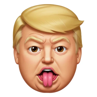 Trump with his super duper fat tongue out with a deep amount of saliva falling off his face sticker