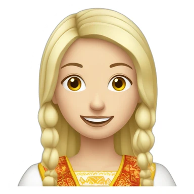 Blonde ukraine girl with traditionell clothes eating raclette sticker
