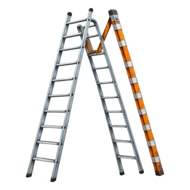 Broken ladder with tape fix sticker