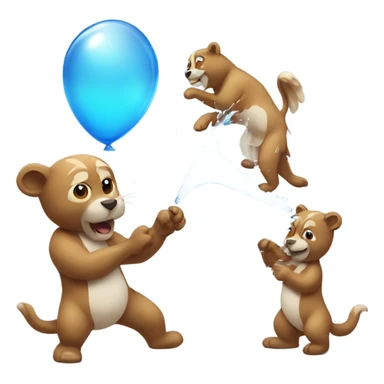 Animals having a water ballon fight  sticker