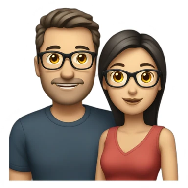 Caucasian-couple-with-dark-hair-woman-with-glasses sticker