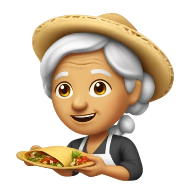Mexican woman cooking tacos. old lady.  sticker