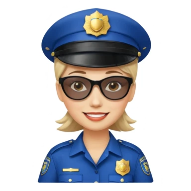 woman police with hair style and hats and sun glsses sticker