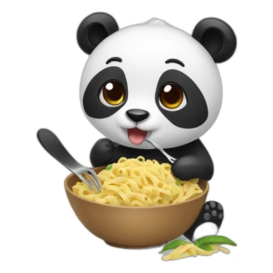 Panda eating pasta sticker