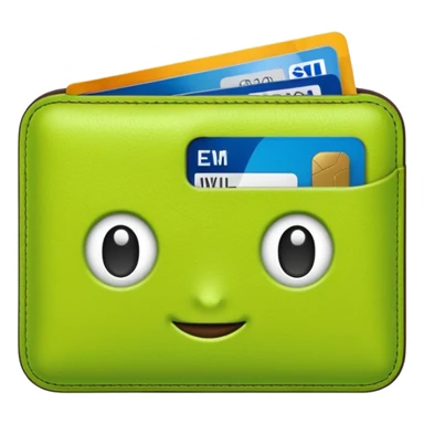 lime green Wallet with Drivers License and Credit Card inside sticker