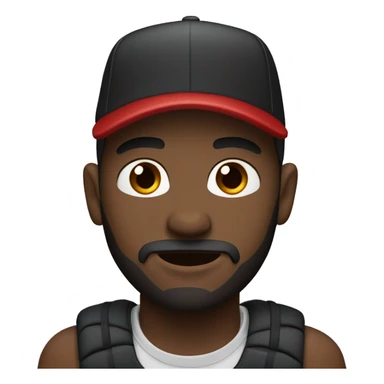 Black male with red baseball cap, brown eyes goatee beard sticker