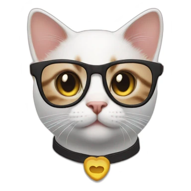 cat nerd smiley glasses figer up sticker