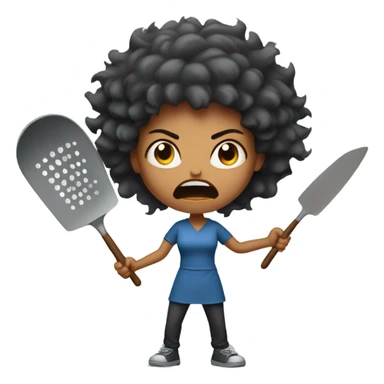 angry woman throwing kitchen utensils in anger sticker