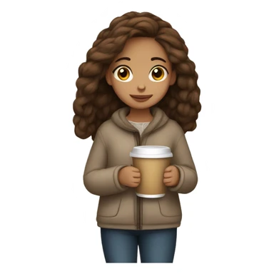 A light skinned brown hair and brown eyes girl holding a cup of coffee with a cozy blanket on  sticker
