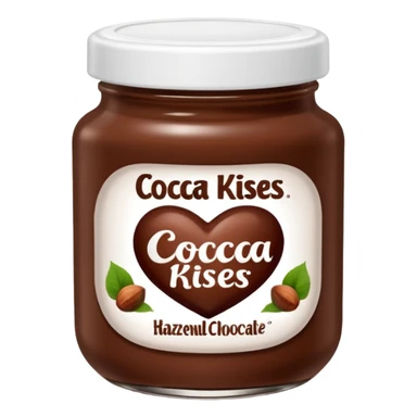 Jar of hazelnut chocolate spread and make the label say cocoa kisses with a white lid sticker