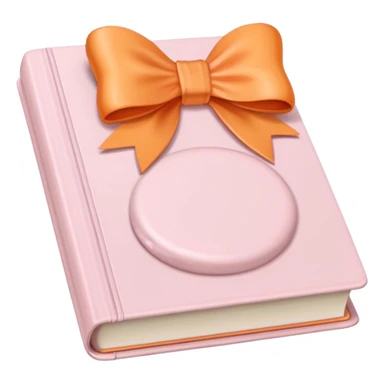 pastel light pink book emoji with a light orange bow on top sticker