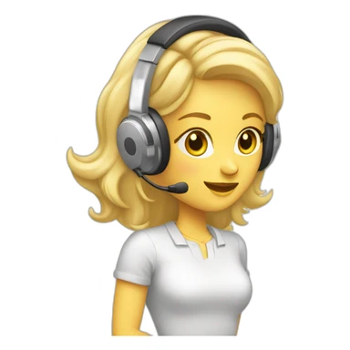 blonde women wearing headphones with microphone for live support sticker