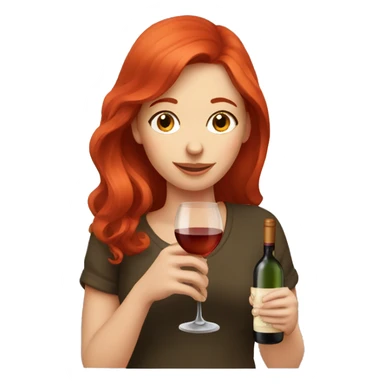 red headed girl drinking wine  sticker