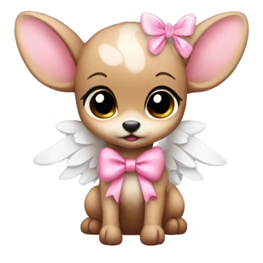 Baby fawn with pink bow and angel wings sticker