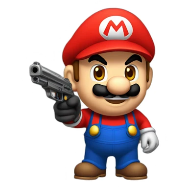 mario with gun sticker