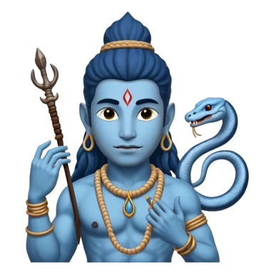 Mahadev real god  shiv not like cartoon  blue body and trishul and and had damru and nack around sanke  sticker