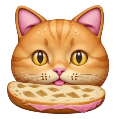 Pink cat drooling over sourdough bread  sticker