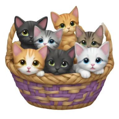 basket of different colored cute kittens  sticker