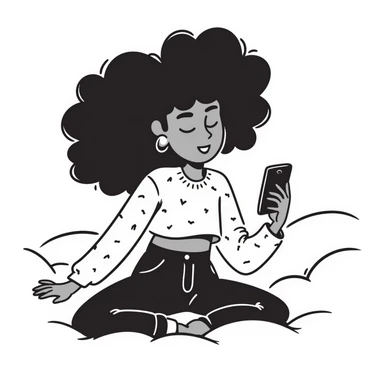 Brown-skinned teenage girl with curly black hair lying on bed looking at cellphone, heavy makeup, big lips, tight crop top, hoop earrings, choni style urban clothing sticker