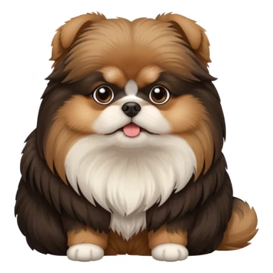 Fluffy black and brown shi tzu, pomeranian, maltese dog  sticker