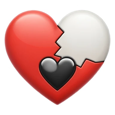 A heart thats is half white and half black emoji sticker